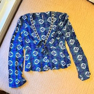Free People 'Time of Your Life' Tunic Top, Tied, Cobalt Blue- Size S - Like New!
